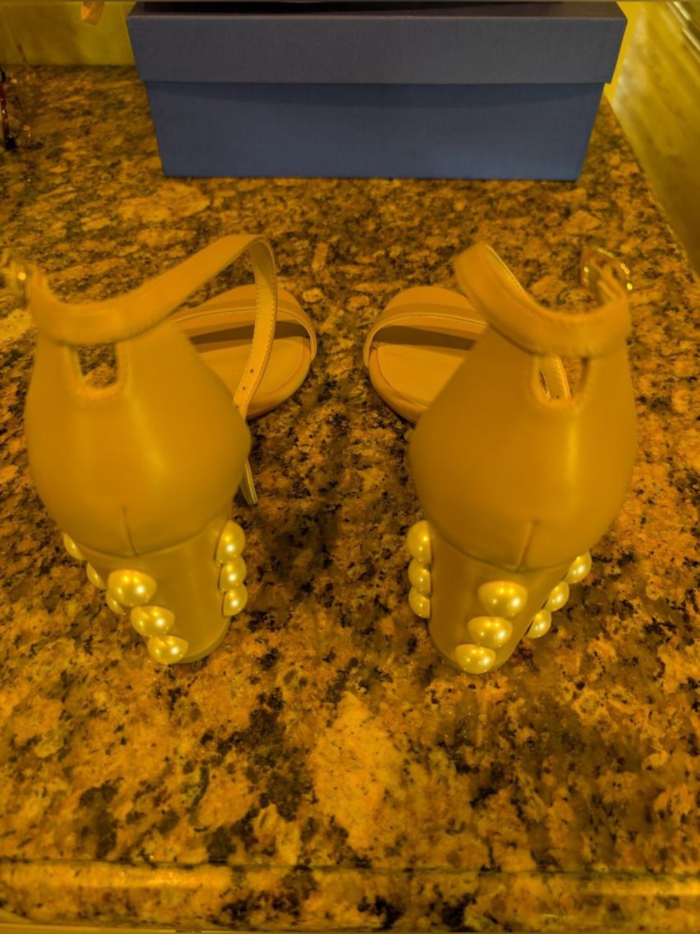 Stuart Weitzman Nude Pearl-Accented Heels - Picture 4 of 5